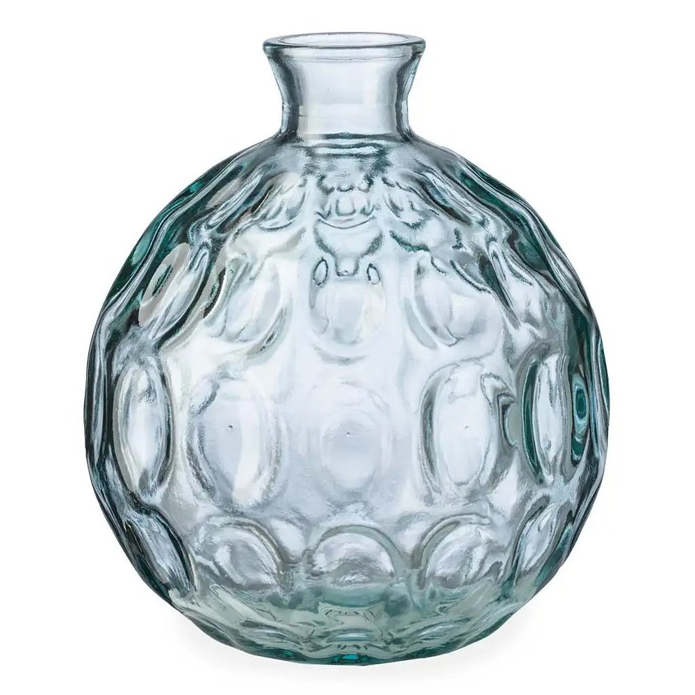 Dune Round Recycled Dimpled Glass Vase, 7.5"H - Clear / NWT